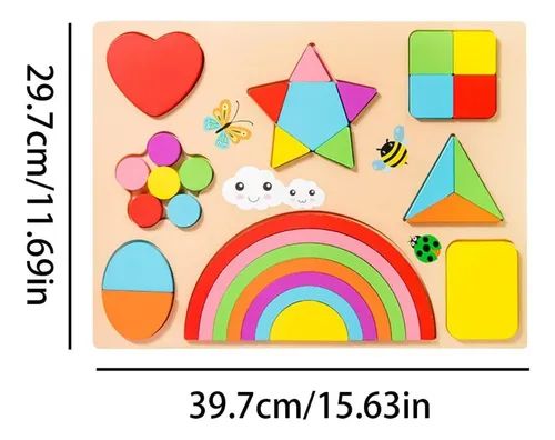 Juego De Encaje Madera Con Pizarra Multiusos