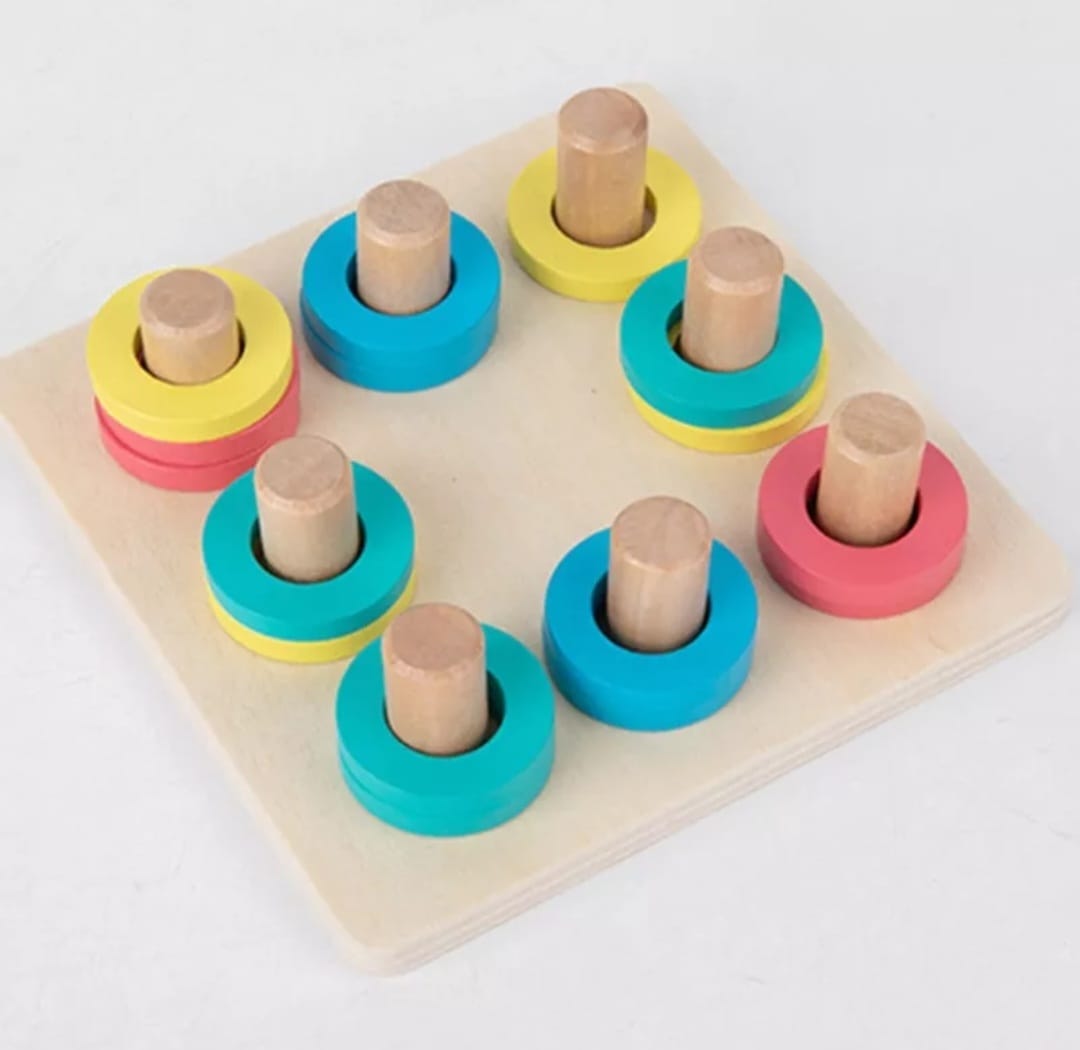 Juego De Encaje Madera Figuras Geométricas Competencia Niños