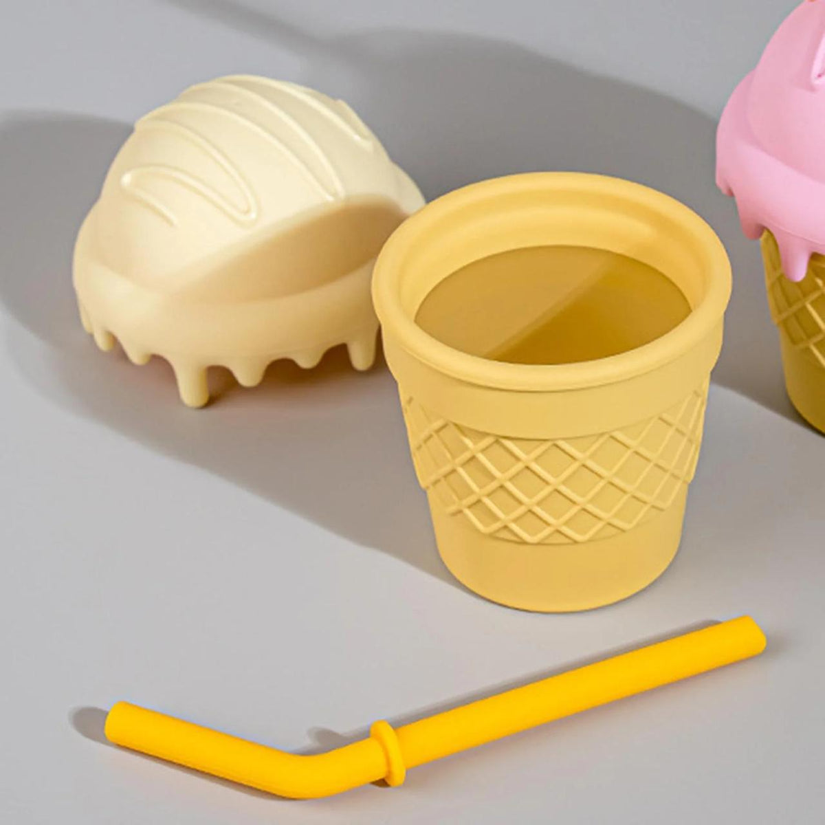 Vaso Con Bombilla Estilo Barquillo- Helado Silicona