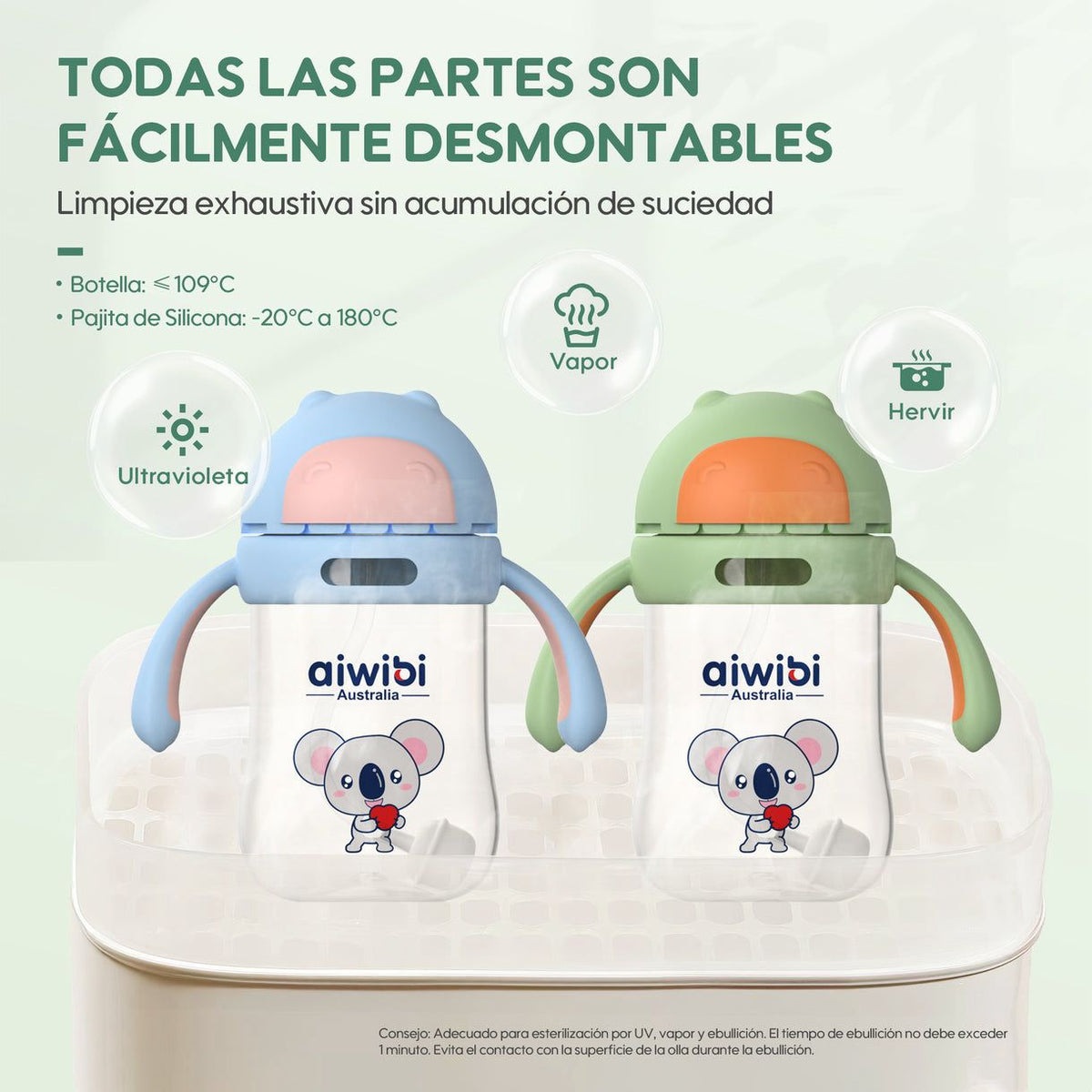 Botella Vaso De Agua Con Bombilla Bebés Aiwibi 300ml
