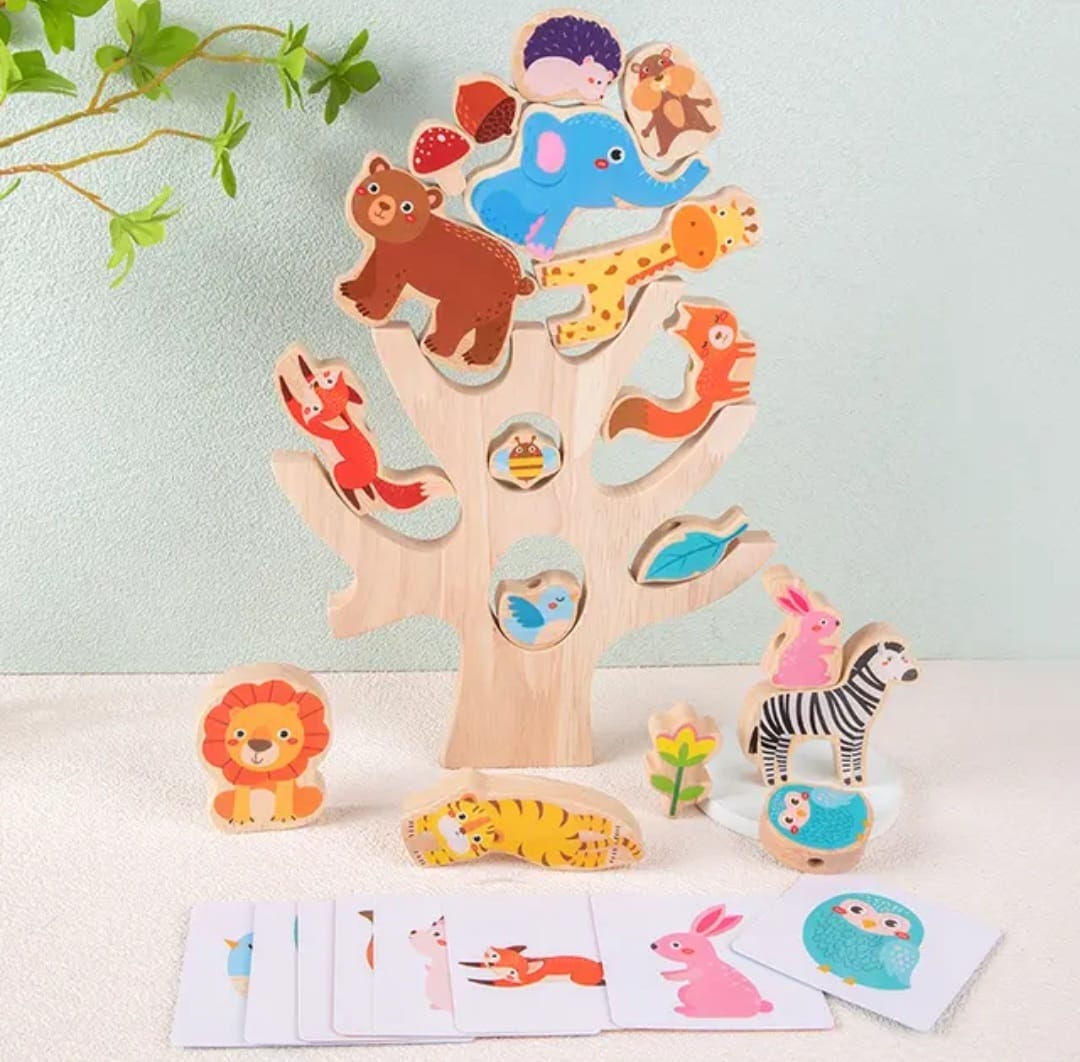 Juego Didáctico Balance Madera -equilibrio Árbol De Animales