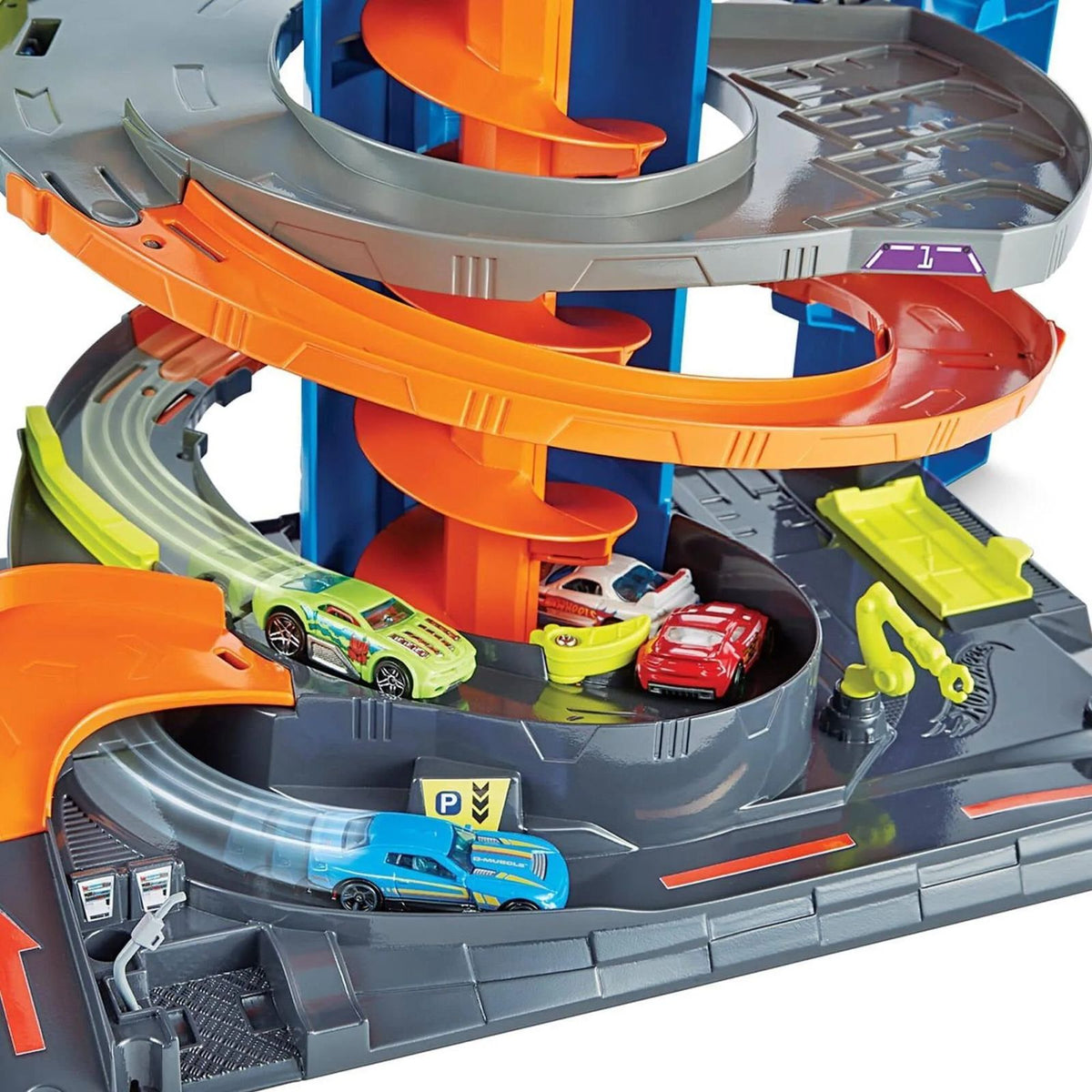Mega Garage Pista De Juguete Con Un Auto Ascensor Giratorio