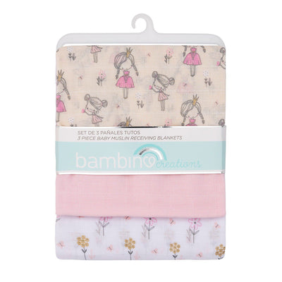 Set 3 Tutos Pañales Algodón Muselina Bebé Niña Rosa