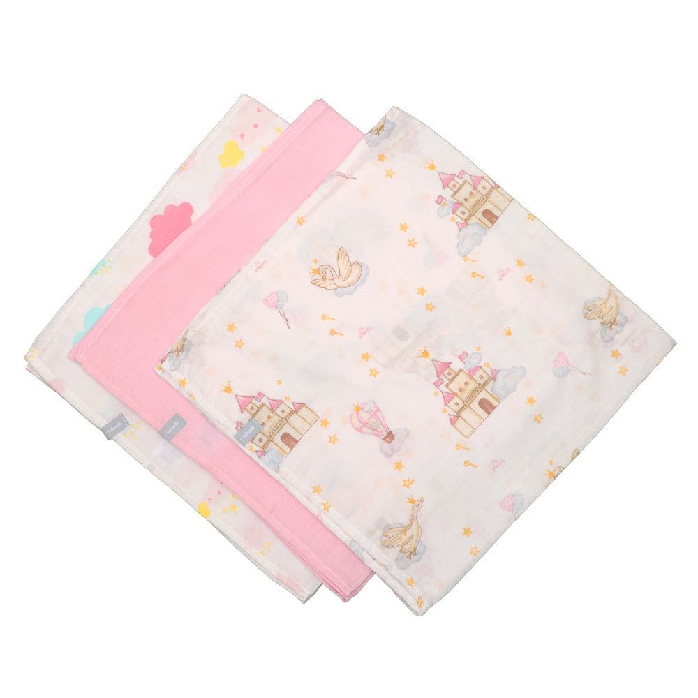 Pack 3 Tutos Infanti Algodón Muselina 75x75cm Rosa