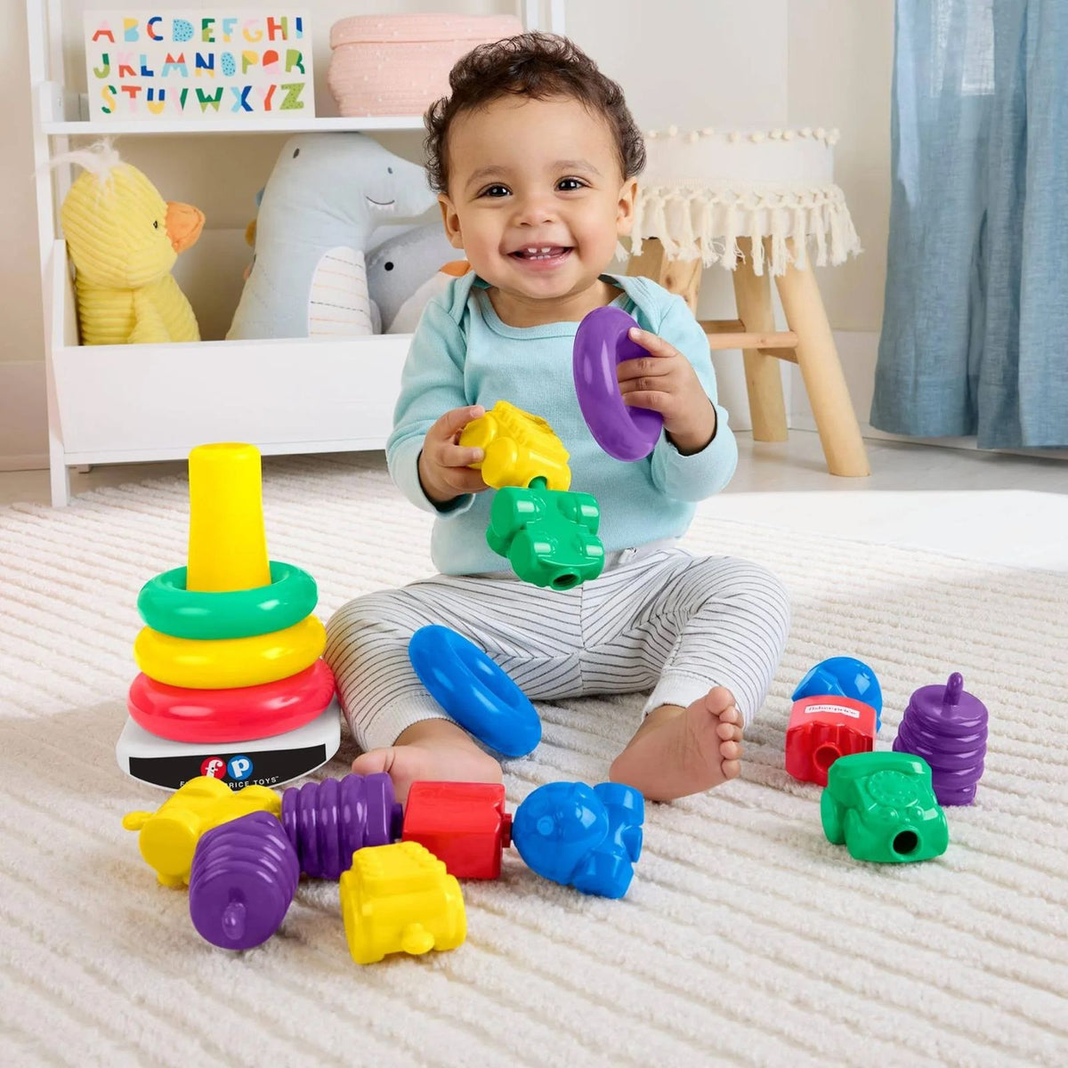 Kit Pila De Aritos Y Piezas Encaje Fisher Price Clásico
