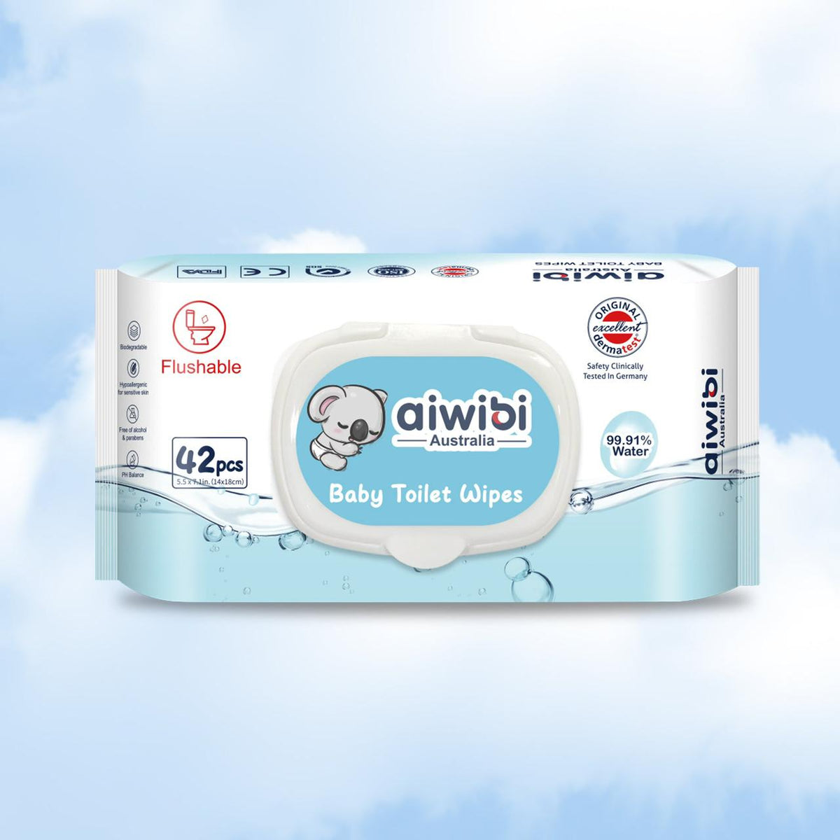 Toalla Humedas Aiwibi 99,91% Agua Tirar Wc Biodegradable