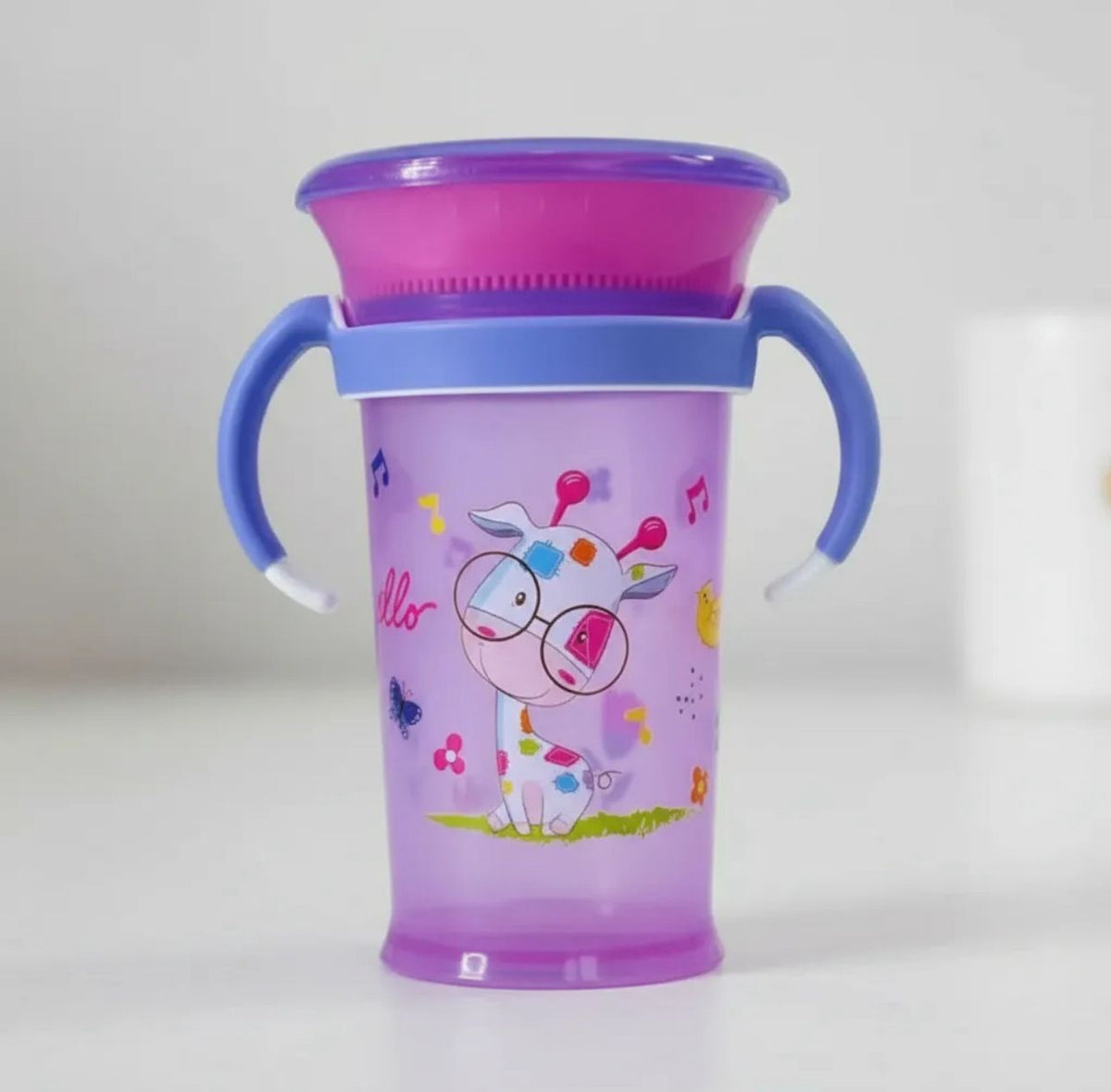 Vaso Con Asas Antiderrame 360º Para Niños Con Tapa