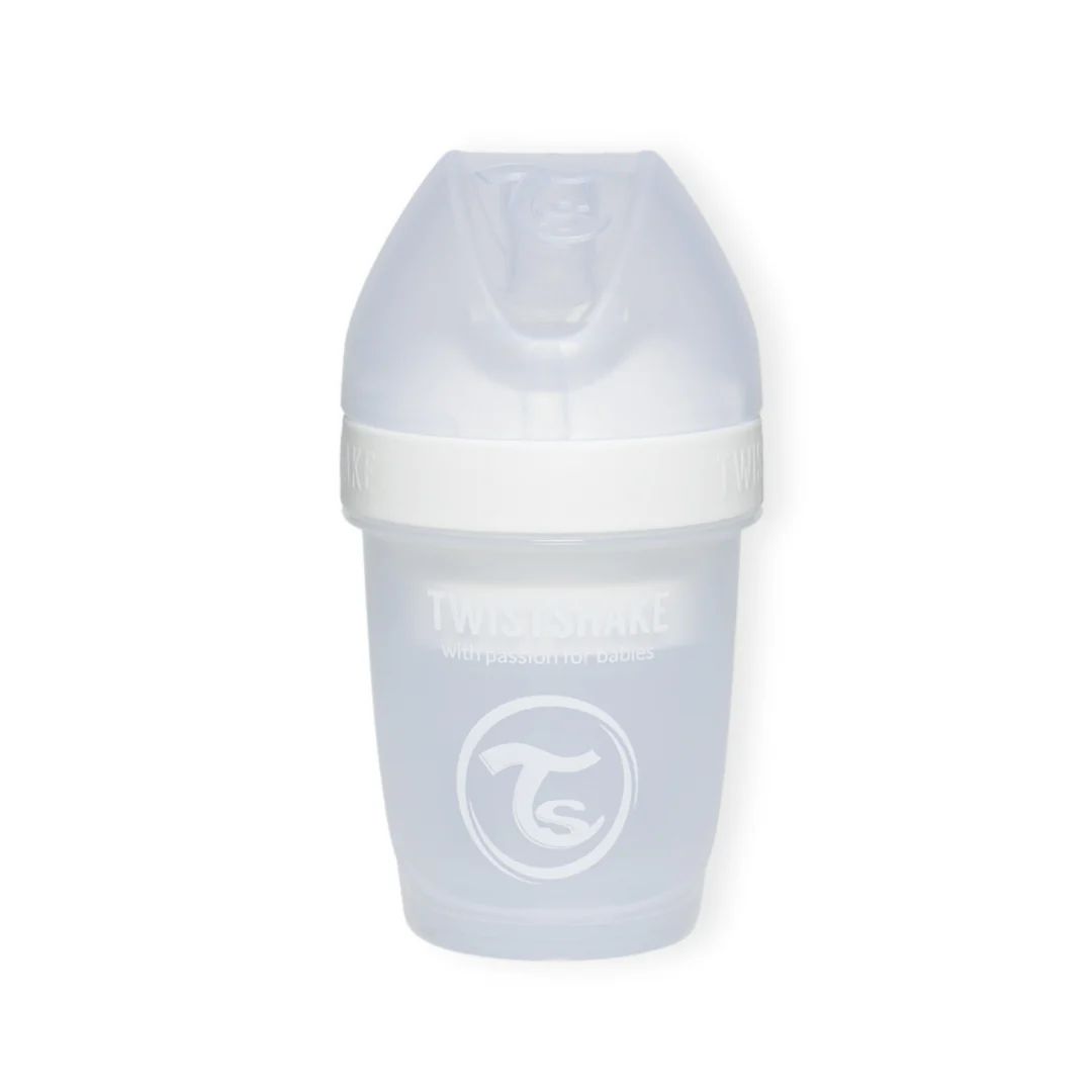 Mamadera Anticólico Twistshake Double Pro 180ml Blanco