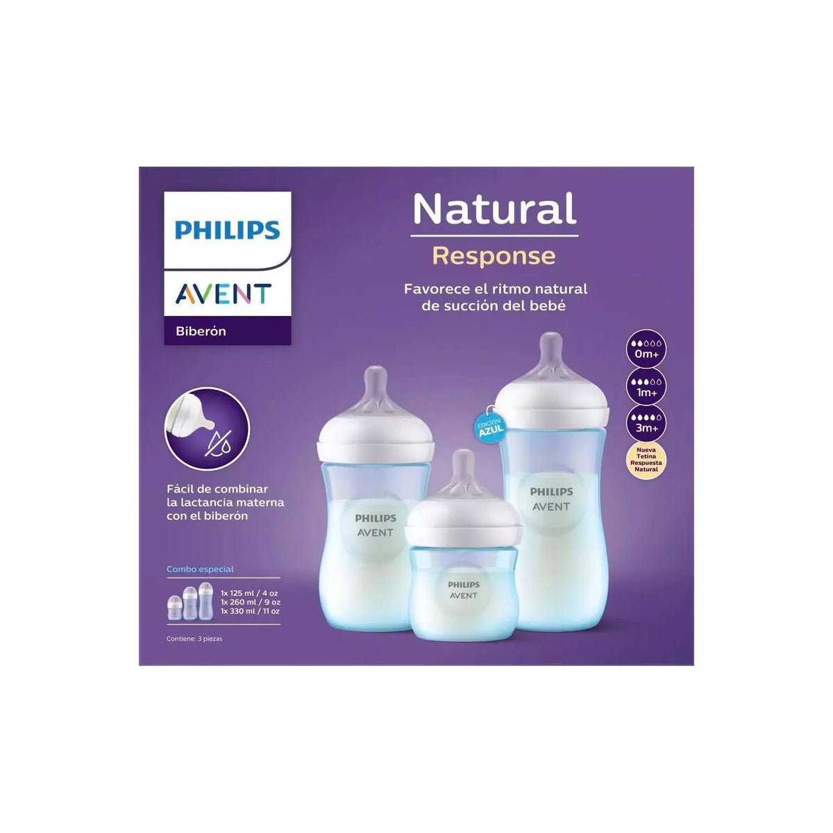 Set de mamaderas natural translucido Avent Celeste