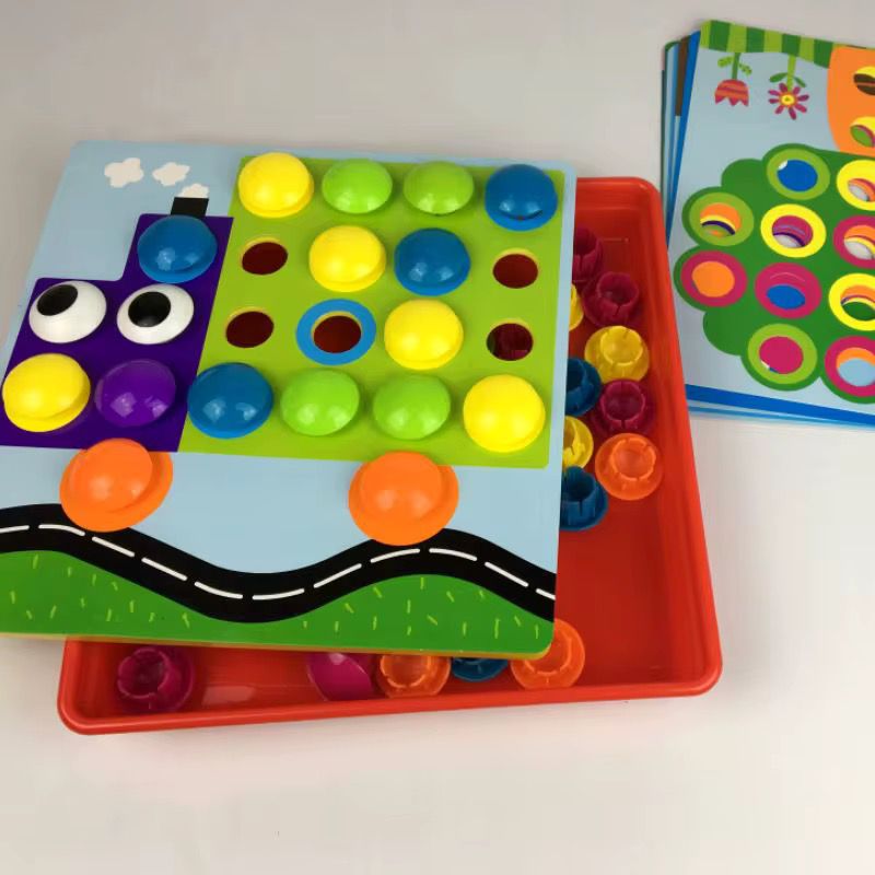 Puzzle De Botón Mosaico 12 Láminas Juego Didáctico