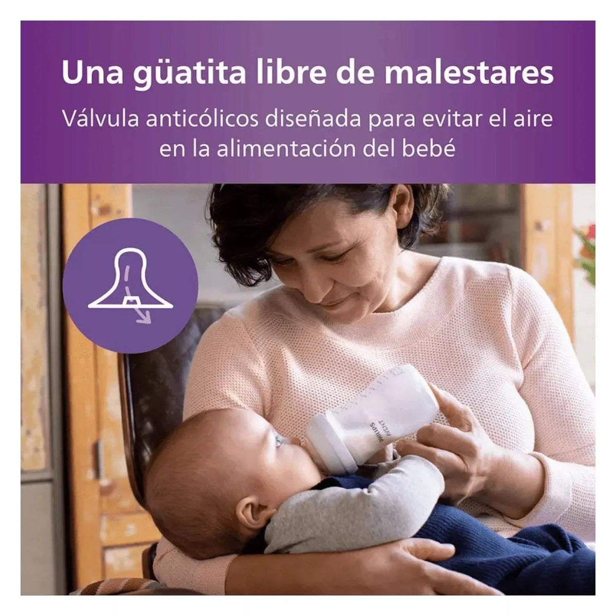Pack 2 Mamadera Avent Natural Response 1m+ 260ml Traslúcido