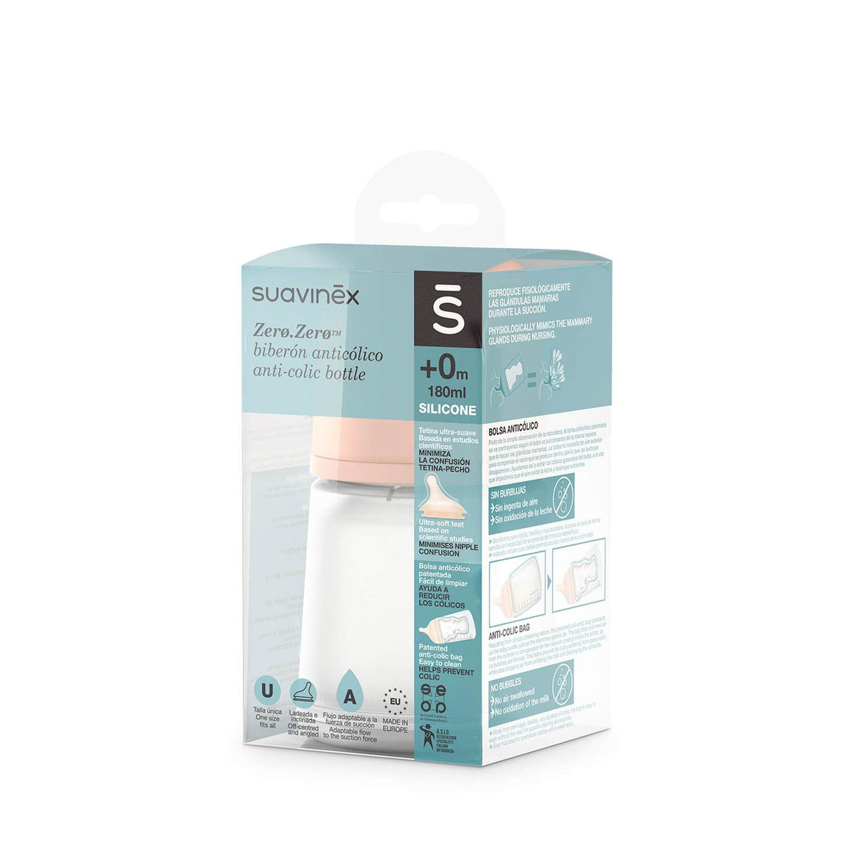 Mamadera Anti-cólico Zerø Zerø 180ml Flujo Lento Suavinex