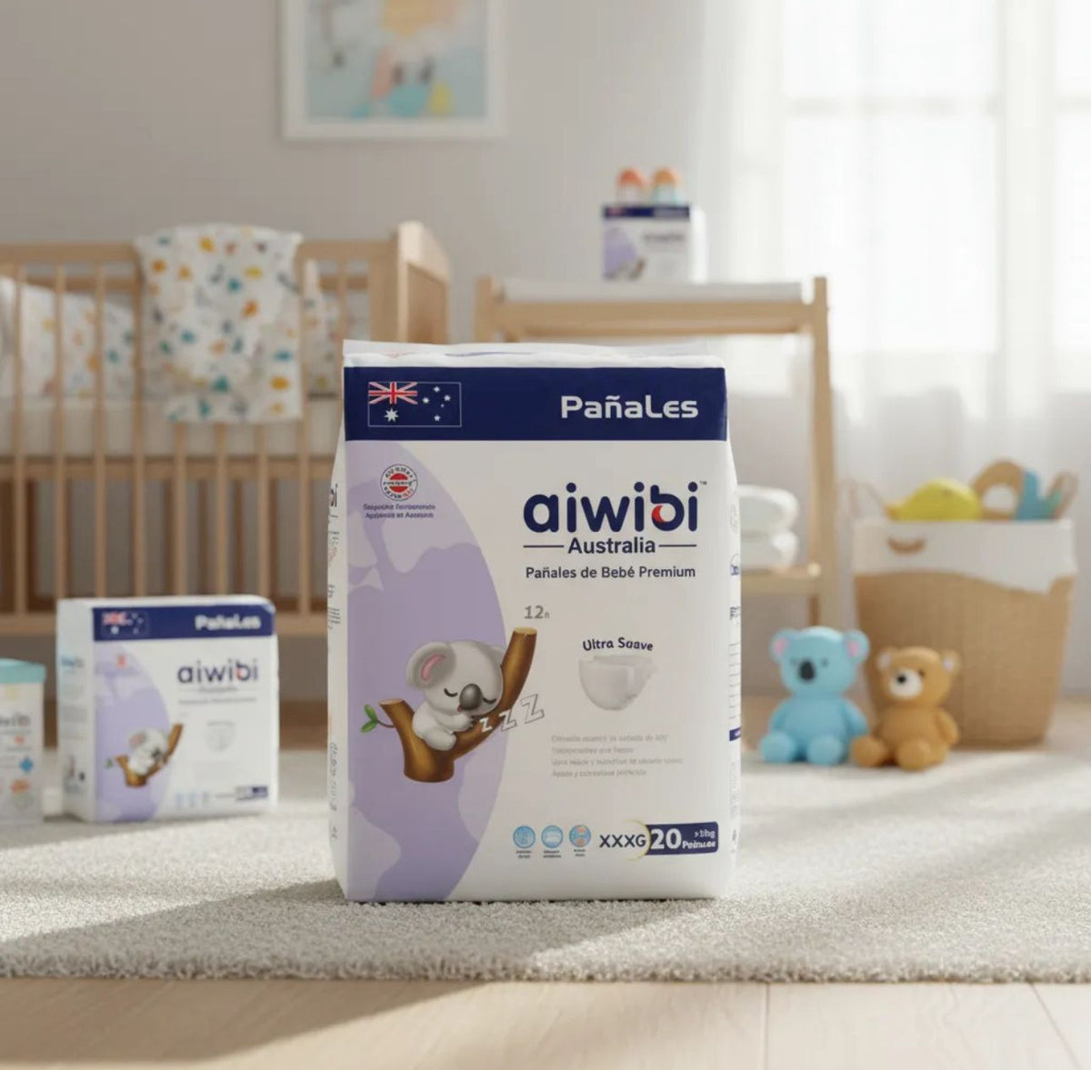 Pañales Premium Aiwibi Ultra Suave XXXG 20 Und