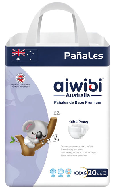 Pañales Premium Aiwibi Ultra Suave XXXG 20 Und